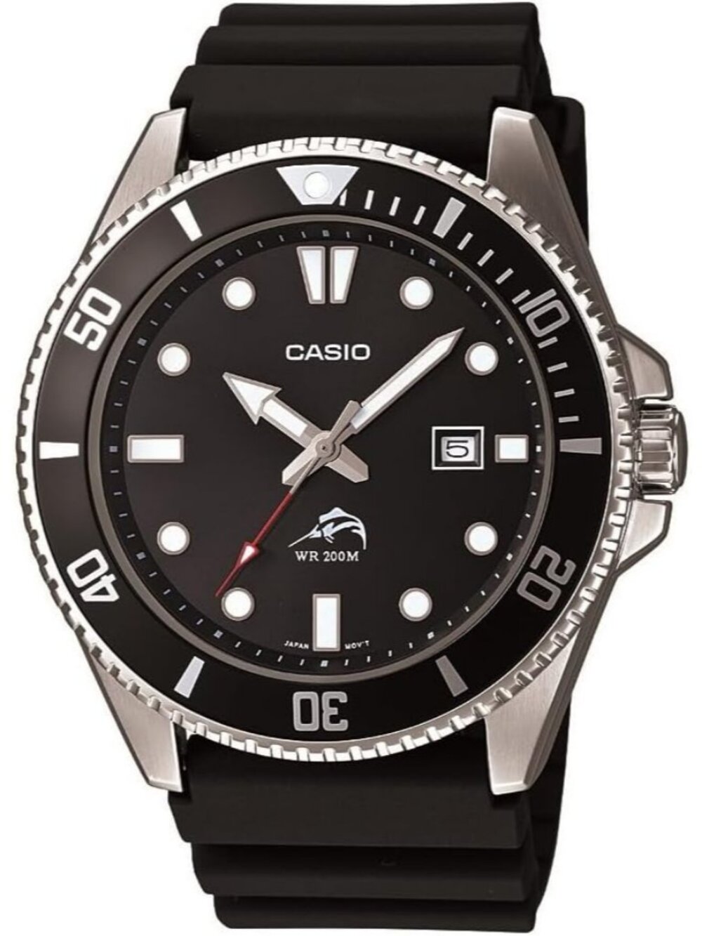 Unisex Black Stainless Steel Case Resin Band 2 Hand Analog Date Display Watches